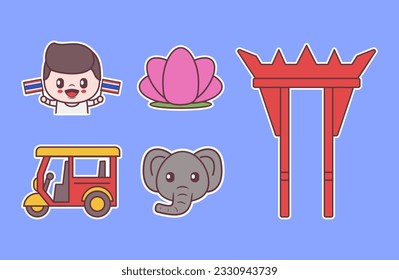 Thailand element vector collection with different objects