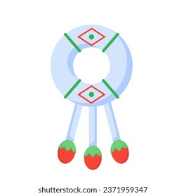 Thailand element white circle concept. East asian traditions and culture. Protection from spirits. Poster or banner foor website. Cartoon flat vector illustration isolated on white background