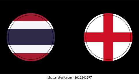 Thailand and England flag circle on a black background