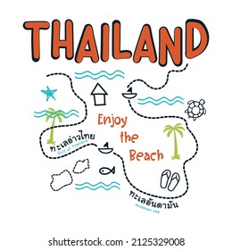 Thailand enjoy the beach (Gulf of thailand and Andaman sea),Graphic design print t-shirts fashion,vector,poster,card
