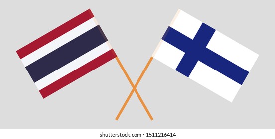 Thailand and Finland. Crossed Thai and Finnish flags