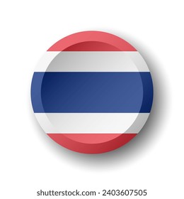 Thailand flag - 3D circle button with dropped shadow. Vector icon.