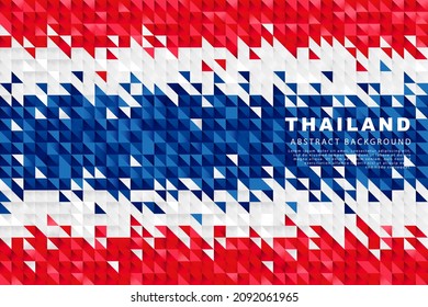 Bandera de Tailandia. Fondo abstracto de pequeños triángulos en forma de coloridas franjas rojas, blancas y azules de la bandera tailandesa. Ilustración vectorial.