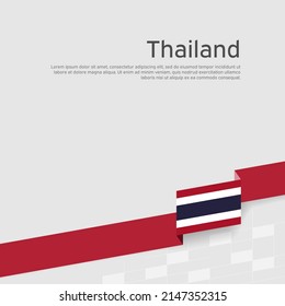Fondo de la bandera de Tailandia. Cartel patriótico del estado tailandés, portada. Bandera de color de cinta de tailandia en un fondo blanco. Afiche nacional. Diseño plano vectorial tricolor