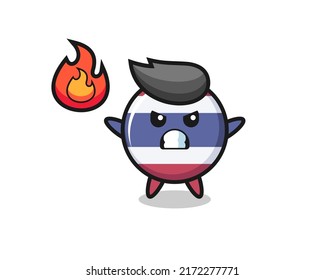 thailand flag badge character cartoon with angry gesture , cute style design for t shirt, sticker, logo element