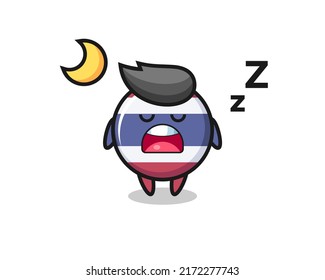 thailand flag badge character illustration sleeping at night , cute style design for t shirt, sticker, logo element