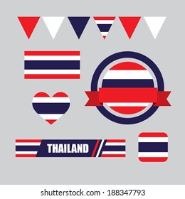 Thailand flag, banner and icon patterns set illustration