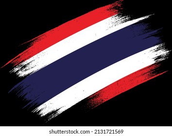 Thailand  flag with brush paint textured isolated  on png or transparent background,Symbol of Thailand ,template for banner,promote, design, and business matching country poster, vector illustration 