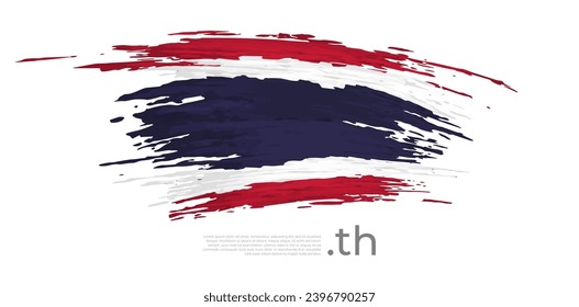 Thailand flag. Brush strokes, grunge. Drawn thai flag on white background. Vector design for national holiday, poster, template, place for text. State patriotic banner of thailand, flyer