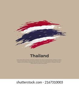 Thailand flag. Brush strokes. Brush painted thai flag on a light background. Vector design national poster, template. Place for text. State patriotic banner of thailand, cover. Copy space