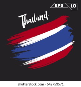 Thailand flag brush strokes painted vector illustration