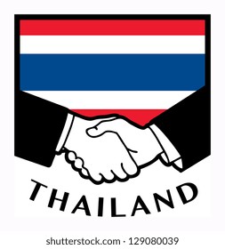 Thailand flag and business handshake, vector illustration