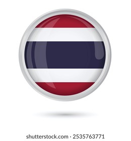 Thailand flag button official round circle glossy flag vector illustration isolated on white background for National Independence Day of Thailand 5 December vector isolated illustration for websites 