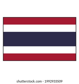 Thailand Flag Button rectangle on isolated white for Asia Country push button concepts.