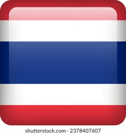 Botón de bandera de Tailandia. Emblema cuadrado de Tailandia. Vector 
Bandera tailandesa, símbolo. Colores correctamente.