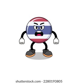thailand flag cartoon illustration with angry expression , character design