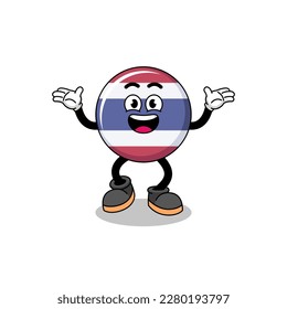 thailand flag cartoon searching with happy gesture , character design