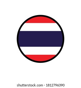 Thailand flag in circle On a white background