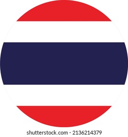 Thailand flag in circle shape isolated  on png or transparent  background,Symbol of Thailand, template for banner,card,advertising, magazine, and business matching country poster, vector illustration 