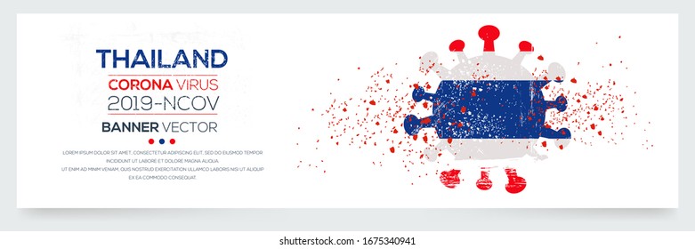 Thailand flag with corona virus Symbol, (2019-nCoV), vector illustration.