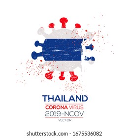 Thailand flag with corona virus Symbol, (2019-nCoV), vector illustration.