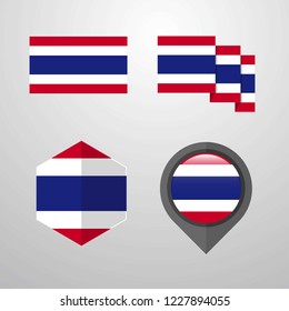 Thailand flag design set vector