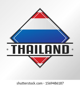 Thailand Flag Emblema. Vector Design National. Illustration Country Symbol. Insignia Banner Logo.