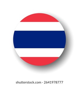Thailand flag - flat vector circle icon or badge with dropped shadow.