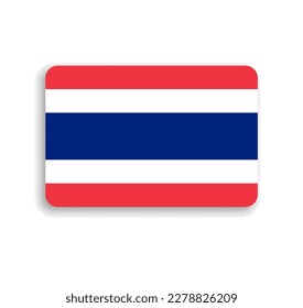 Thailand flag - flat vector rectangle with rounded corners and dropped shadow.