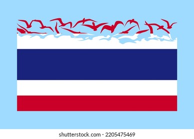 Thailand flag with freedom concept, independent country idea, Thailand flag transforming into flying birds vector, sovereignty metaphor, flat design