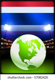 Bandera de Tailandia con fondo de globo en el estadio Ilustración original