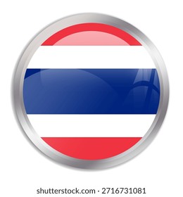 Bandera de Tailandia - Botón circular brillante en marco de metal muestra una bandera colorida de una identidad cultural y patrimonio del país. La esencia del orgullo y la unidad nacional.