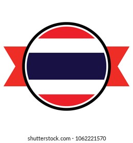 Thailand flag in glossy round button of icon. flag logo of Thailand emblem isolated on white background, Thailand national concept sign, Vector illustration.