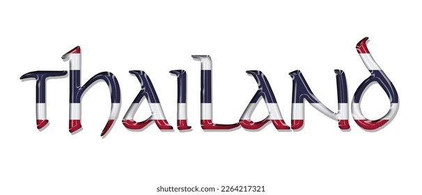 Thailand flag grunge text, Thailand flag in letters, 3D colorful background, vector illustration