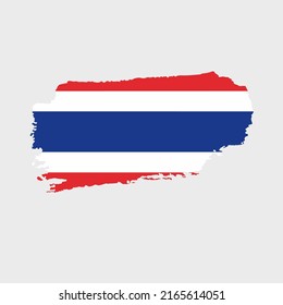 Thailand flag with grunge texture. Vector illustration of Thailand flag painted with brush with grunge effect and watercolor stroke. Happy Independence 