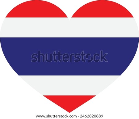 Thailand flag heart isolated on white background . Thailand love symbol  vector . Thailand flag in heart shape