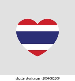 Thailand flag in heart shape vector love Thailand