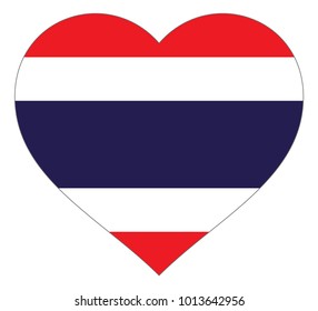 thailand flag in heart vector illustration sign. Flag of thailand in the shape of Heart with contrasting contour, symbol of love for his country or valentine day, patriotism.