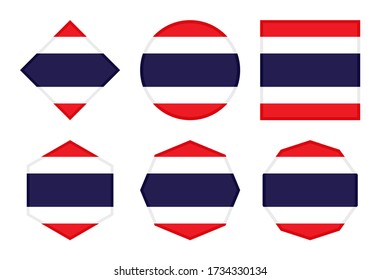 thailand flag icon set isolated on white background