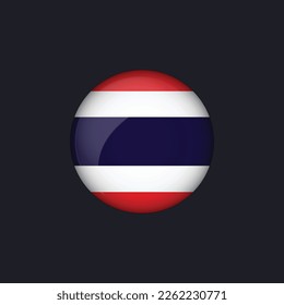 Icono de la bandera de Tailandia,Icono de la bandera Ronda Tailandia aislado,botón de la bandera de Tailandia.