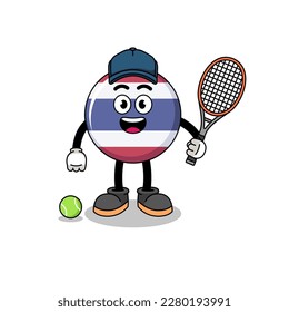 thailand flag illustration as a tennis player , character design