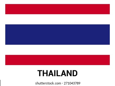 Thailand flag isolated vector in official colors and Proportion Correctly. country's name label in bottom