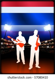 Thailand Flag with Live Music Band on Stadium Background Original Illustration