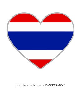 Thailand flag. Thailand love flag. Thailand flag in heart shape. Love symbol. Vector illustration.

