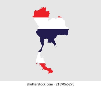Thailand Flag Map. Map of the Kingdom of Thailand with the Thai country banner. Vector Illustration. svg
