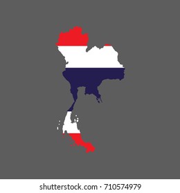 Thailand flag and map on the gray background. Vector illustration