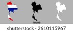 Thailand flag and map shape black and gray color.