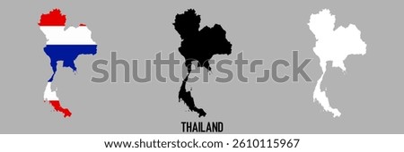 Thailand flag and map shape black and gray color.