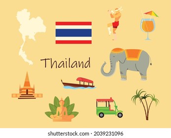thailand flag map and temple