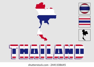 Thailand flag and map in a vector graphic